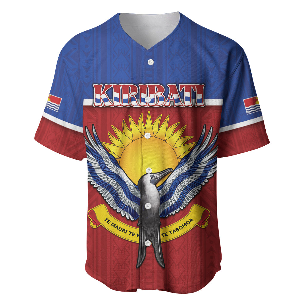 Kiribati 45th Independence Day Baseball Jersey Lesser Frigatebird Tribal Pattern LT05 Red - Polynesian Pride