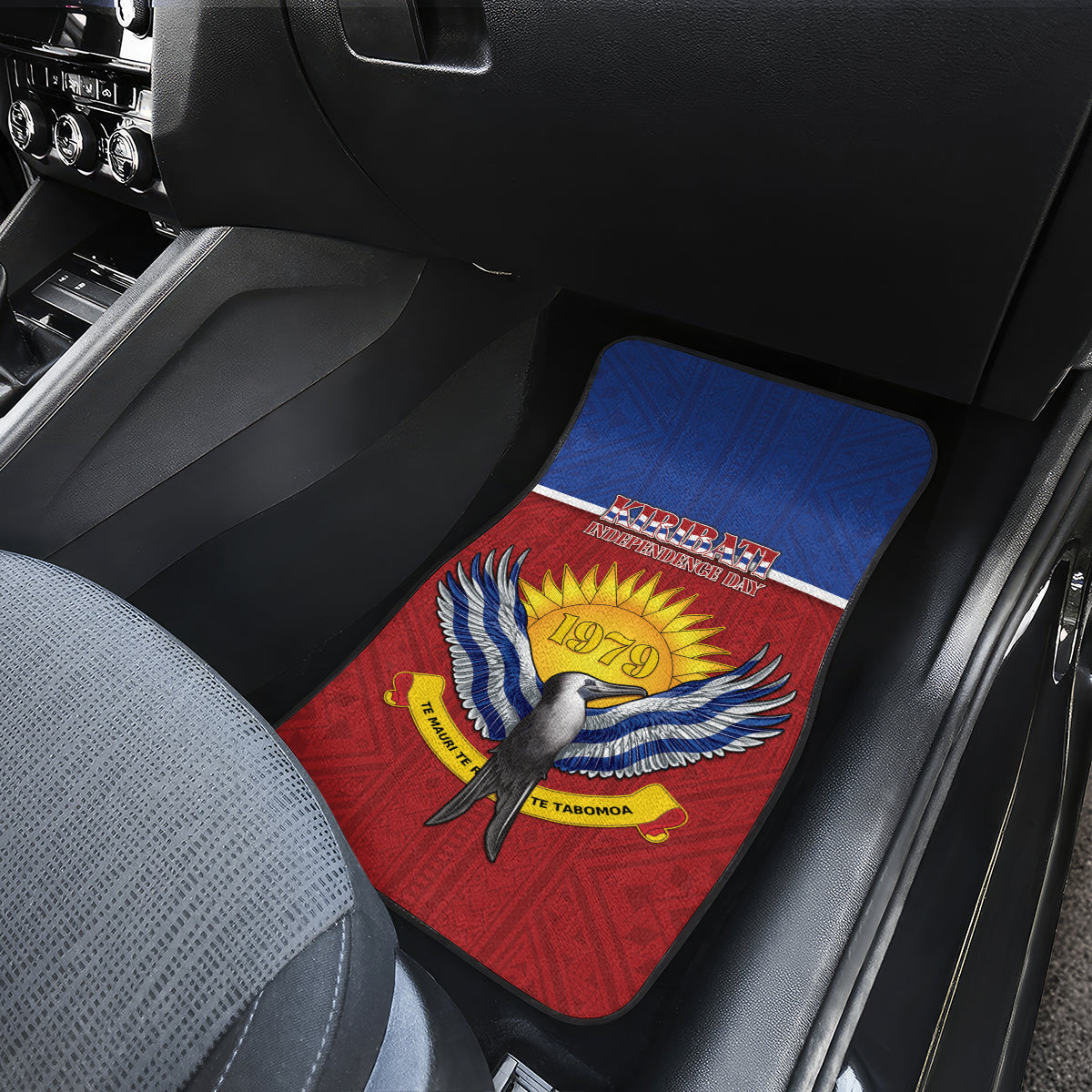 Kiribati 45th Independence Day Car Mats Lesser Frigatebird Tribal Pattern