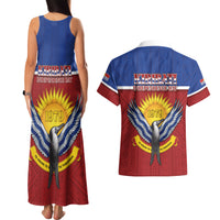 Kiribati 45th Independence Day Couples Matching Tank Maxi Dress and Hawaiian Shirt Lesser Frigatebird Tribal Pattern LT05 - Polynesian Pride