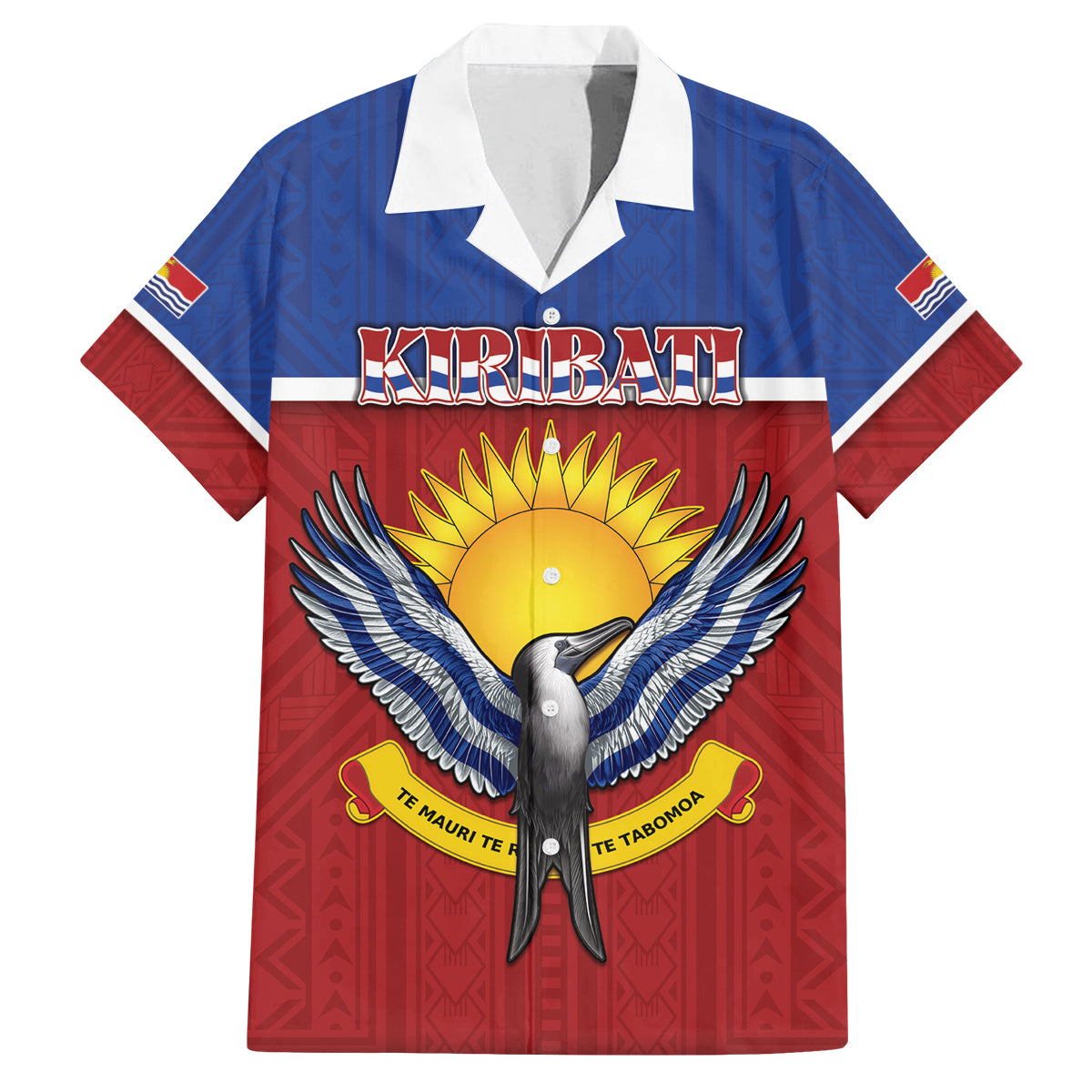 Kiribati 45th Independence Day Family Matching Long Sleeve Bodycon Dress and Hawaiian Shirt Lesser Frigatebird Tribal Pattern