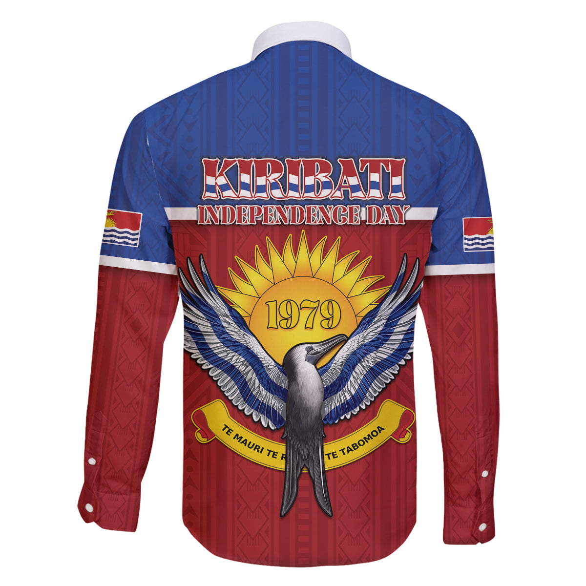 Kiribati 45th Independence Day Family Matching Puletasi and Hawaiian Shirt Lesser Frigatebird Tribal Pattern