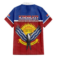 Kiribati 45th Independence Day Family Matching Short Sleeve Bodycon Dress and Hawaiian Shirt Lesser Frigatebird Tribal Pattern