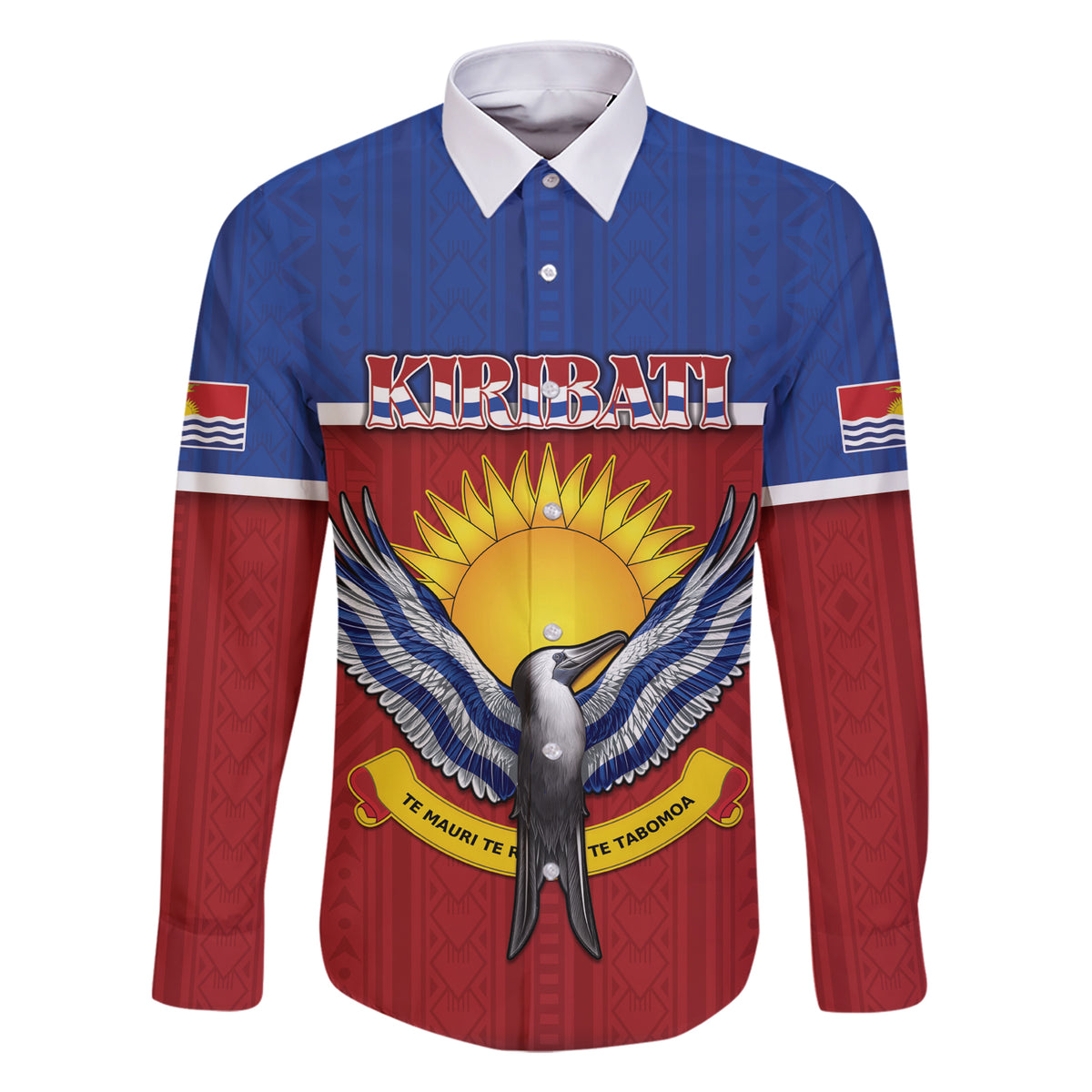 Kiribati 45th Independence Day Family Matching Short Sleeve Bodycon Dress and Hawaiian Shirt Lesser Frigatebird Tribal Pattern