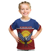 Kiribati 45th Independence Day Kid T Shirt Lesser Frigatebird Tribal Pattern LT05 Red - Polynesian Pride