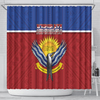 Kiribati 45th Independence Day Shower Curtain Lesser Frigatebird Tribal Pattern LT05 - Polynesian Pride