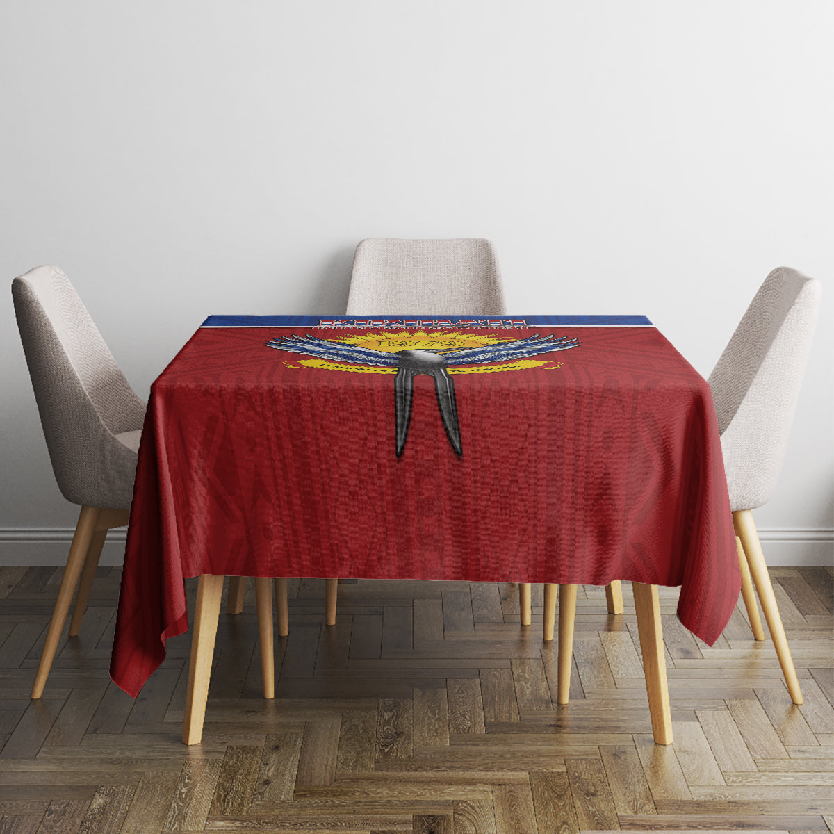 Kiribati 45th Independence Day Tablecloth Lesser Frigatebird Tribal Pattern