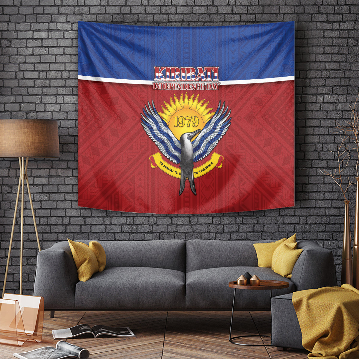 Kiribati 45th Independence Day Tapestry Lesser Frigatebird Tribal Pattern