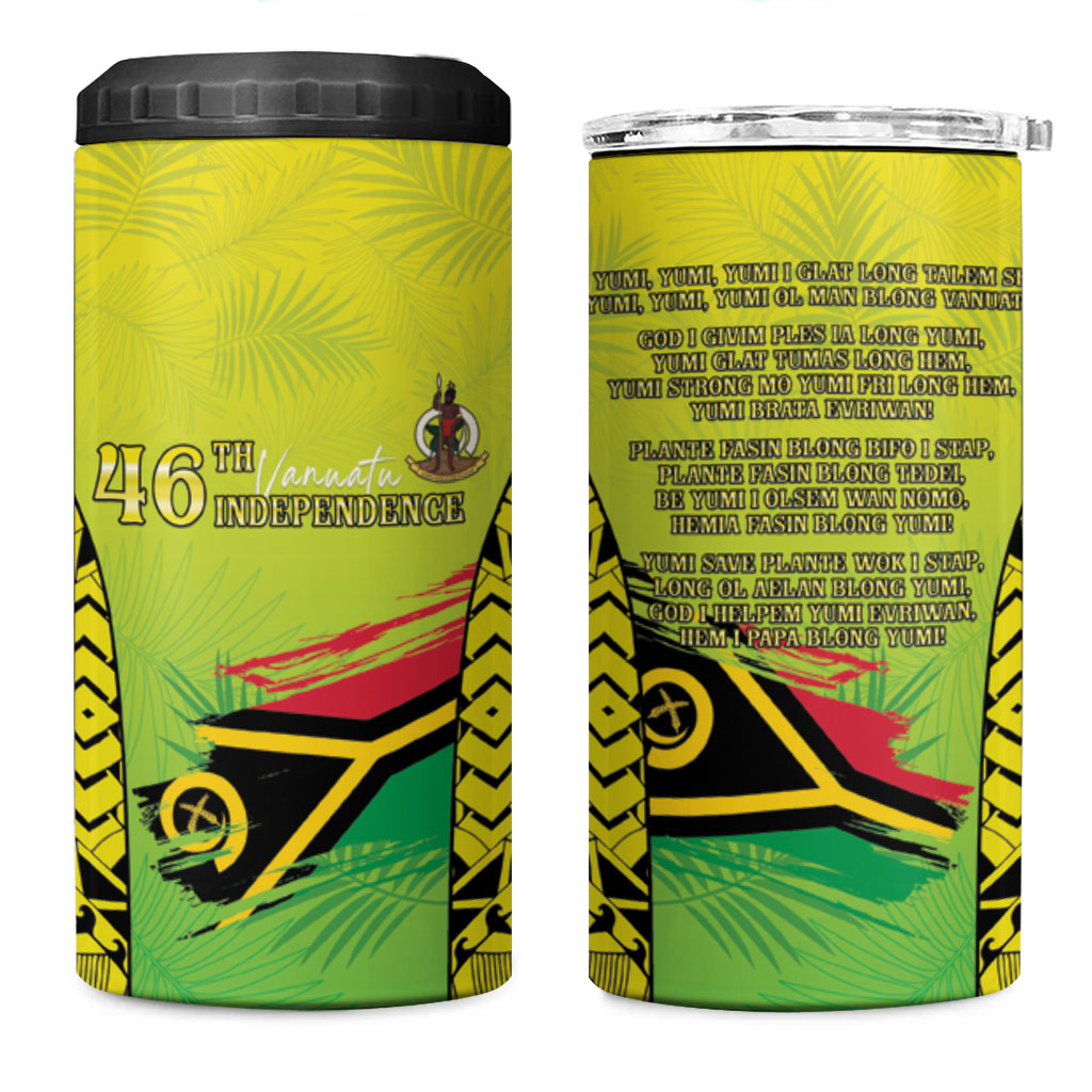 Vanuatu 46th Independence 4 in 1 Can Cooler Tumbler Special Style LT05 One Size: 16 oz Yellow - Polynesian Pride