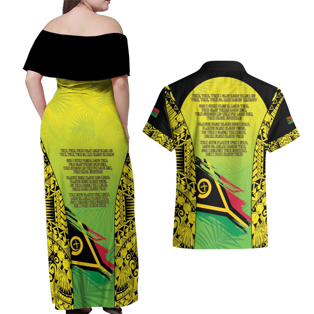 Vanuatu 45th Independence Couples Matching Off Shoulder Maxi Dress and Hawaiian Shirt Special Style - Polynesian Pride