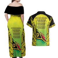 Vanuatu 45th Independence Couples Matching Off Shoulder Maxi Dress and Hawaiian Shirt Special Style - Polynesian Pride