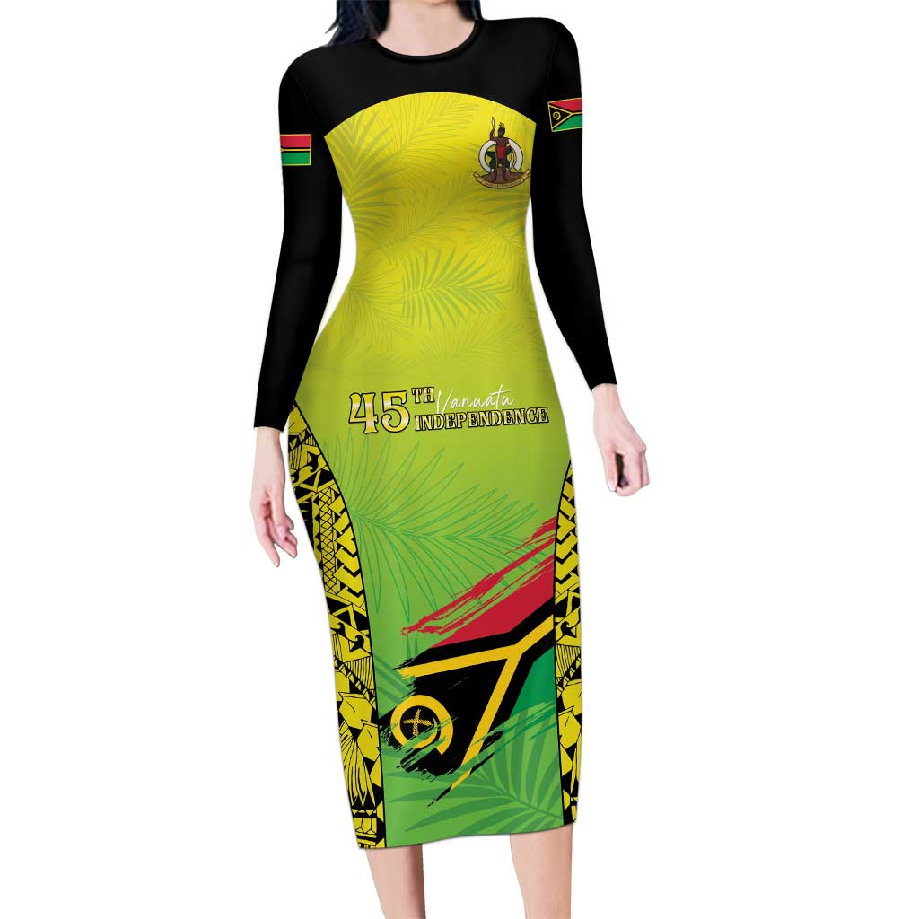 Vanuatu 45th Independence Family Matching Long Sleeve Bodycon Dress and Hawaiian Shirt Special Style - Polynesian Pride