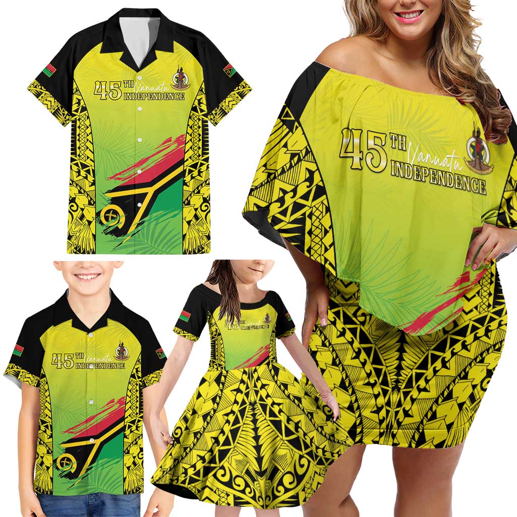 Vanuatu 45th Independence Family Matching Off Shoulder Short Dress and Hawaiian Shirt Special Style - Polynesian Pride