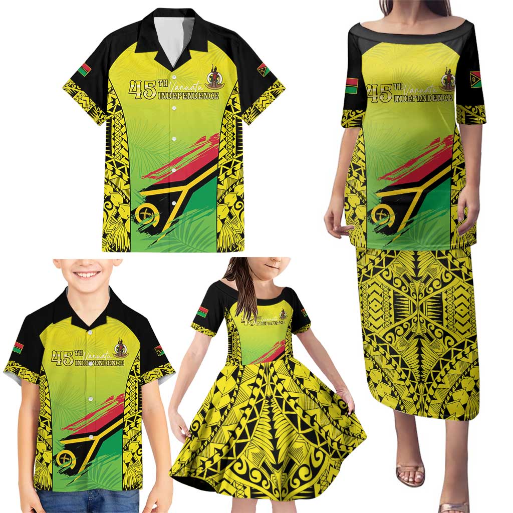 Vanuatu 45th Independence Family Matching Puletasi and Hawaiian Shirt Special Style - Polynesian Pride