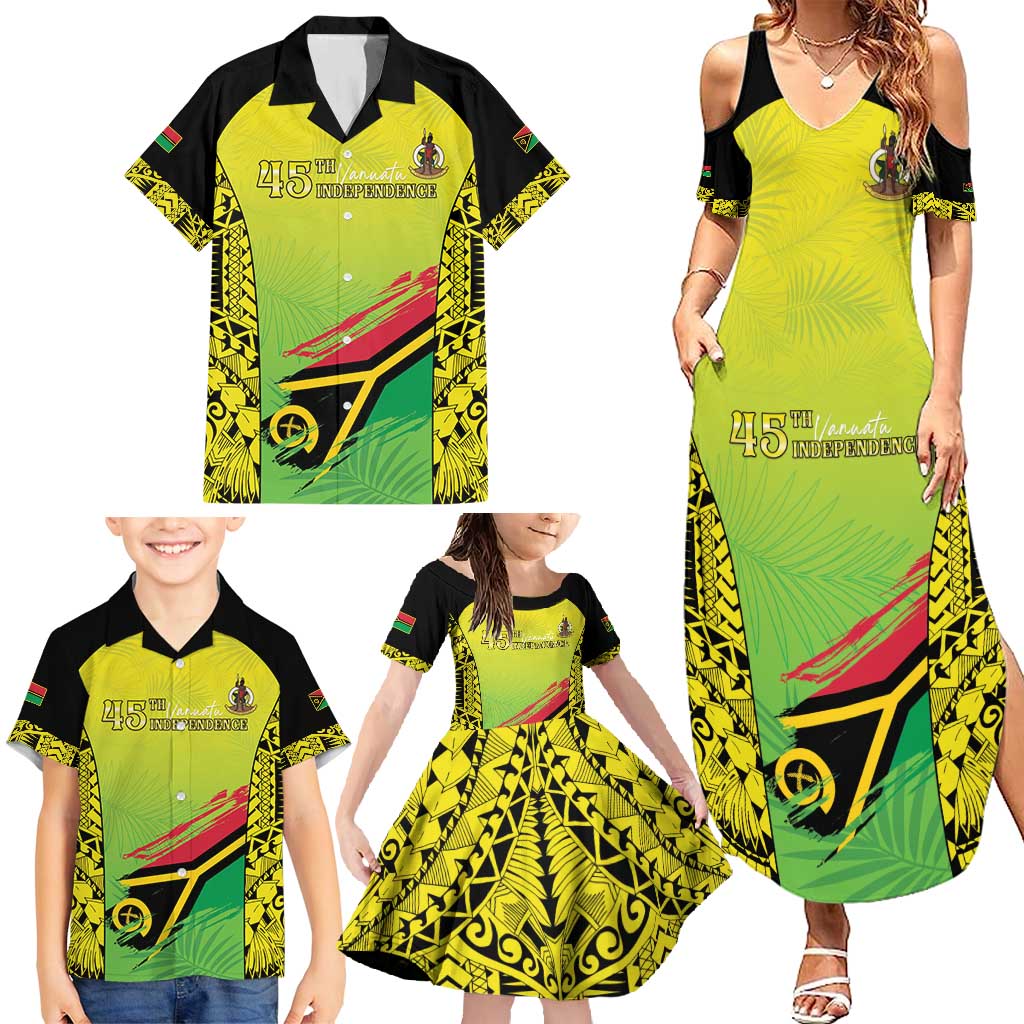 Vanuatu 45th Independence Family Matching Summer Maxi Dress and Hawaiian Shirt Special Style - Polynesian Pride