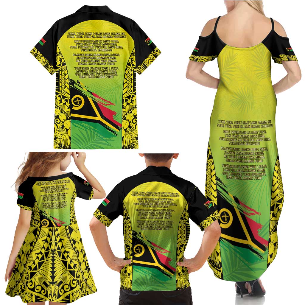Vanuatu 45th Independence Family Matching Summer Maxi Dress and Hawaiian Shirt Special Style - Polynesian Pride