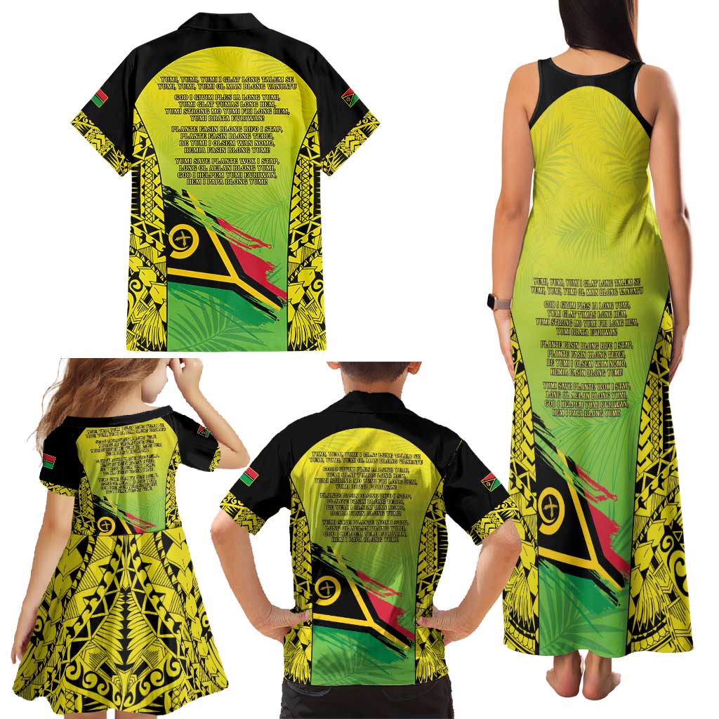Vanuatu 45th Independence Family Matching Tank Maxi Dress and Hawaiian Shirt Special Style - Polynesian Pride