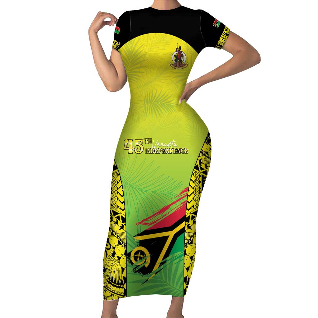 Vanuatu 45th Independence Short Sleeve Bodycon Dress Special Style - Polynesian Pride