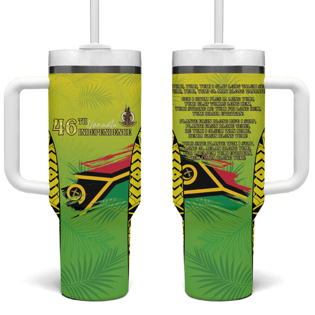 Vanuatu 46th Independence Tumbler With Handle Special Style LT05 One Size: 40 oz Yellow - Polynesian Pride