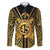 Vanuatu 45th Anniversary Of Independence Family Matching Off The Shoulder Long Sleeve Dress and Hawaiian Shirt Gold Style - Polynesian Pride