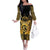 Vanuatu 45th Anniversary Of Independence Family Matching Off The Shoulder Long Sleeve Dress and Hawaiian Shirt Gold Style - Polynesian Pride