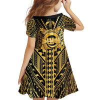 Vanuatu 45th Anniversary Of Independence Family Matching Off Shoulder Maxi Dress and Hawaiian Shirt Gold Style - Polynesian Pride