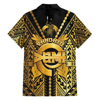 Vanuatu 45th Anniversary Of Independence Family Matching Short Sleeve Bodycon Dress and Hawaiian Shirt Gold Style - Polynesian Pride