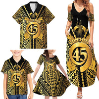 Vanuatu 45th Anniversary Of Independence Family Matching Summer Maxi Dress and Hawaiian Shirt Gold Style - Polynesian Pride