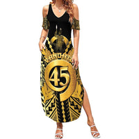 Vanuatu 45th Anniversary Of Independence Family Matching Summer Maxi Dress and Hawaiian Shirt Gold Style - Polynesian Pride