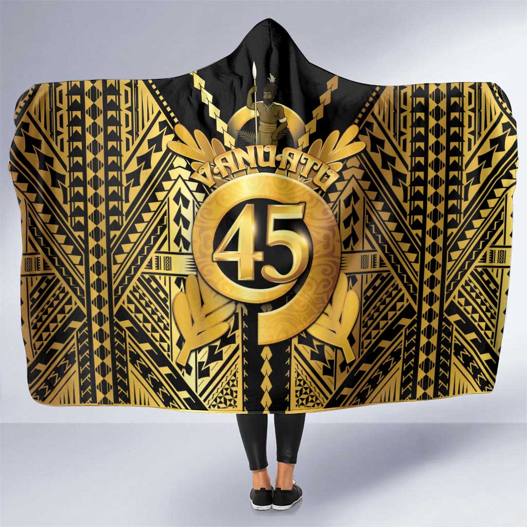 Vanuatu 45th Anniversary Of Independence Hooded Blanket Gold Style - Polynesian Pride