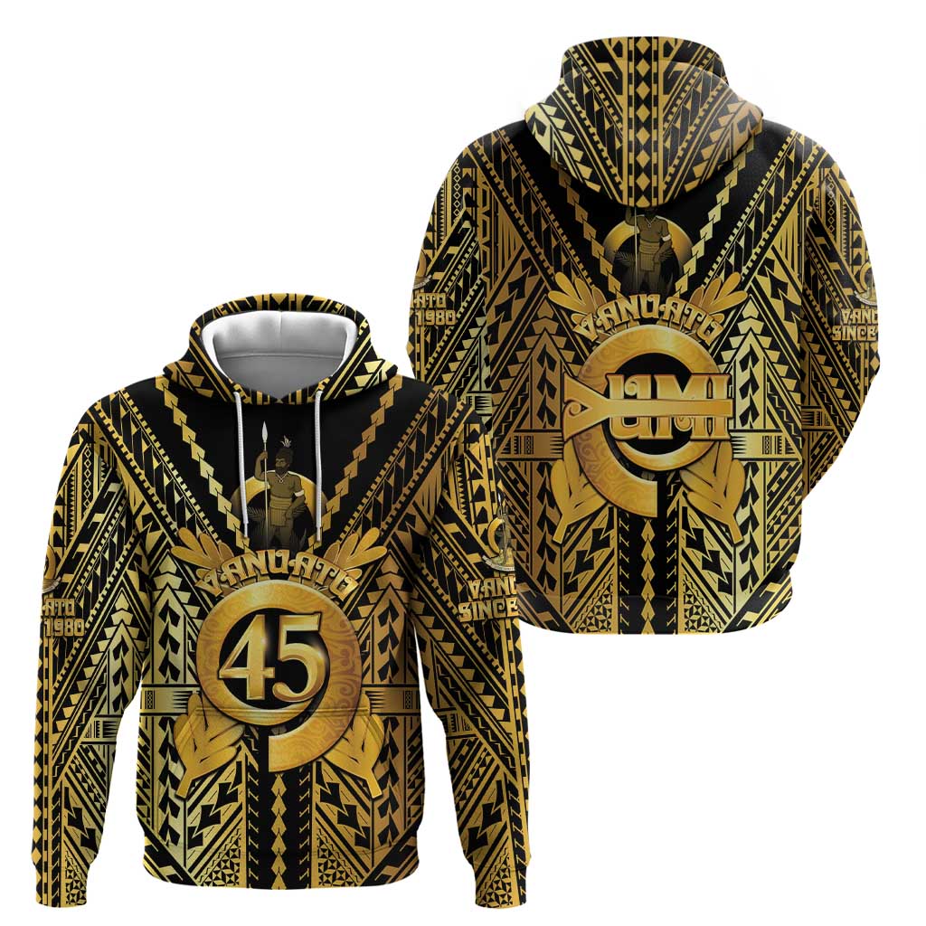 Vanuatu 45th Anniversary Of Independence Hoodie Gold Style - Polynesian Pride