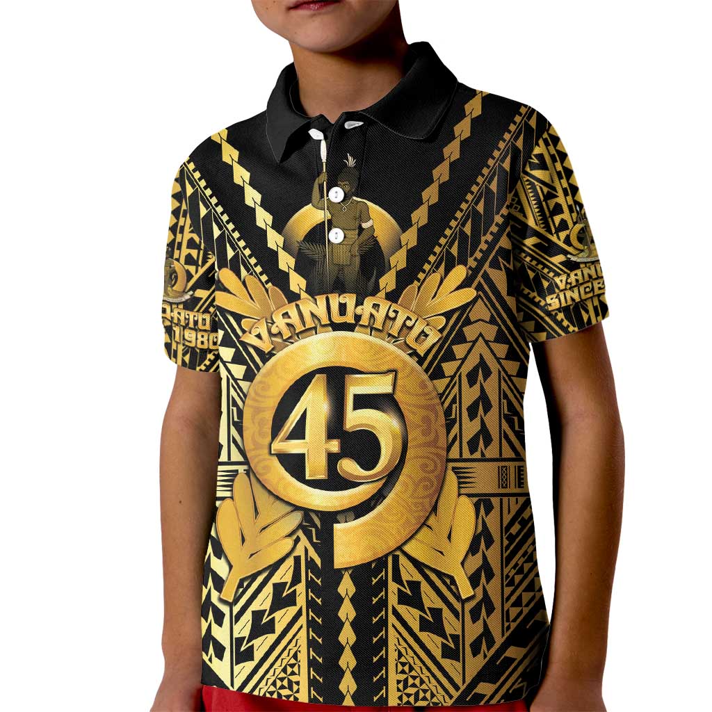 Vanuatu 45th Anniversary Of Independence Kid Polo Shirt Gold Style - Polynesian Pride