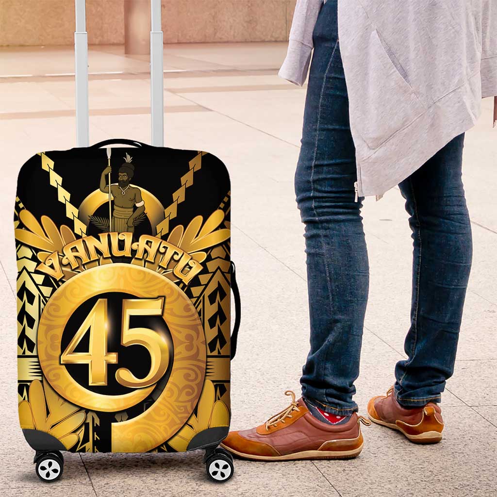 Vanuatu 45th Anniversary Of Independence Luggage Cover Gold Style - Polynesian Pride