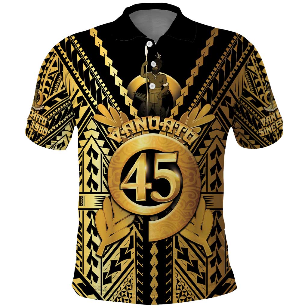 Vanuatu 45th Anniversary Of Independence Polo Shirt Gold Style - Polynesian Pride