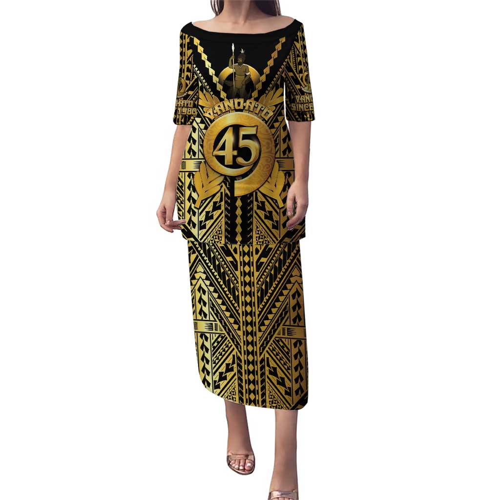 Vanuatu 45th Anniversary Of Independence Puletasi Gold Style - Polynesian Pride