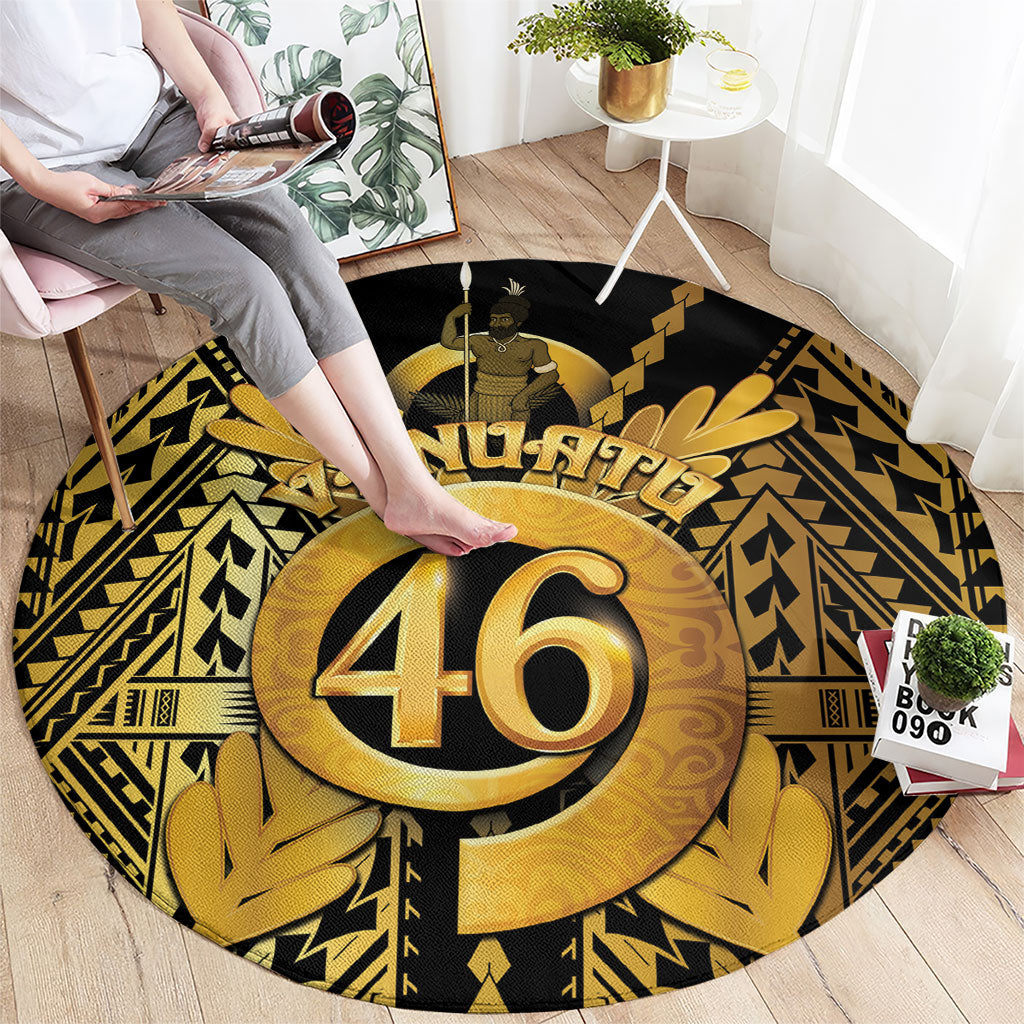 Vanuatu 46th Anniversary Of Independence Round Carpet Gold Style LT05 - Polynesian Pride