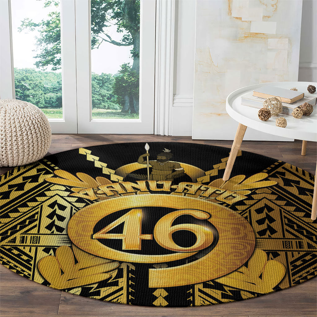 Vanuatu 46th Anniversary Of Independence Round Carpet Gold Style LT05 - Polynesian Pride