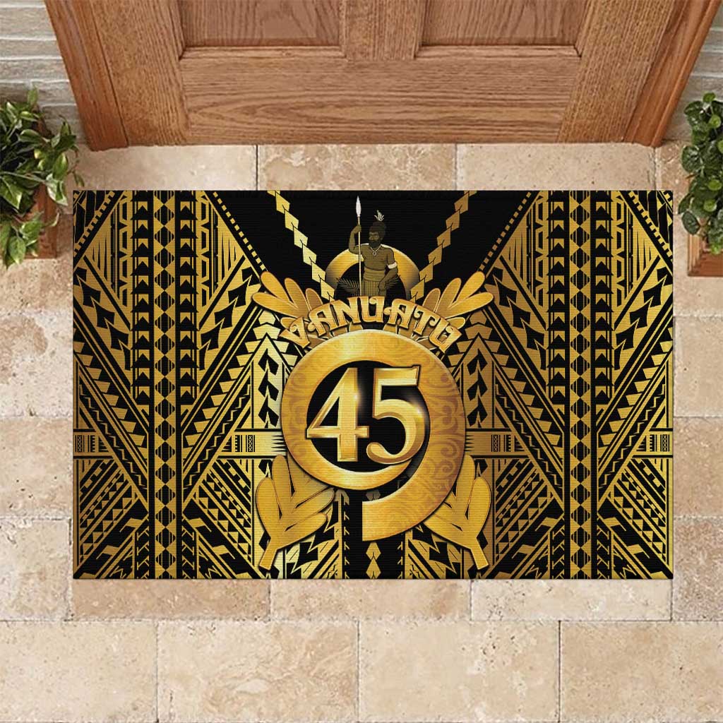 Vanuatu 45th Anniversary Of Independence Rubber Doormat Gold Style - Polynesian Pride