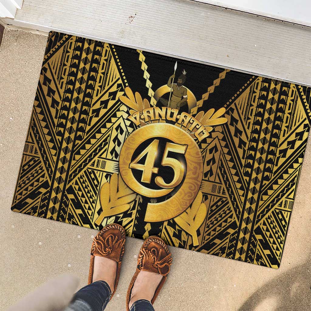 Vanuatu 45th Anniversary Of Independence Rubber Doormat Gold Style - Polynesian Pride