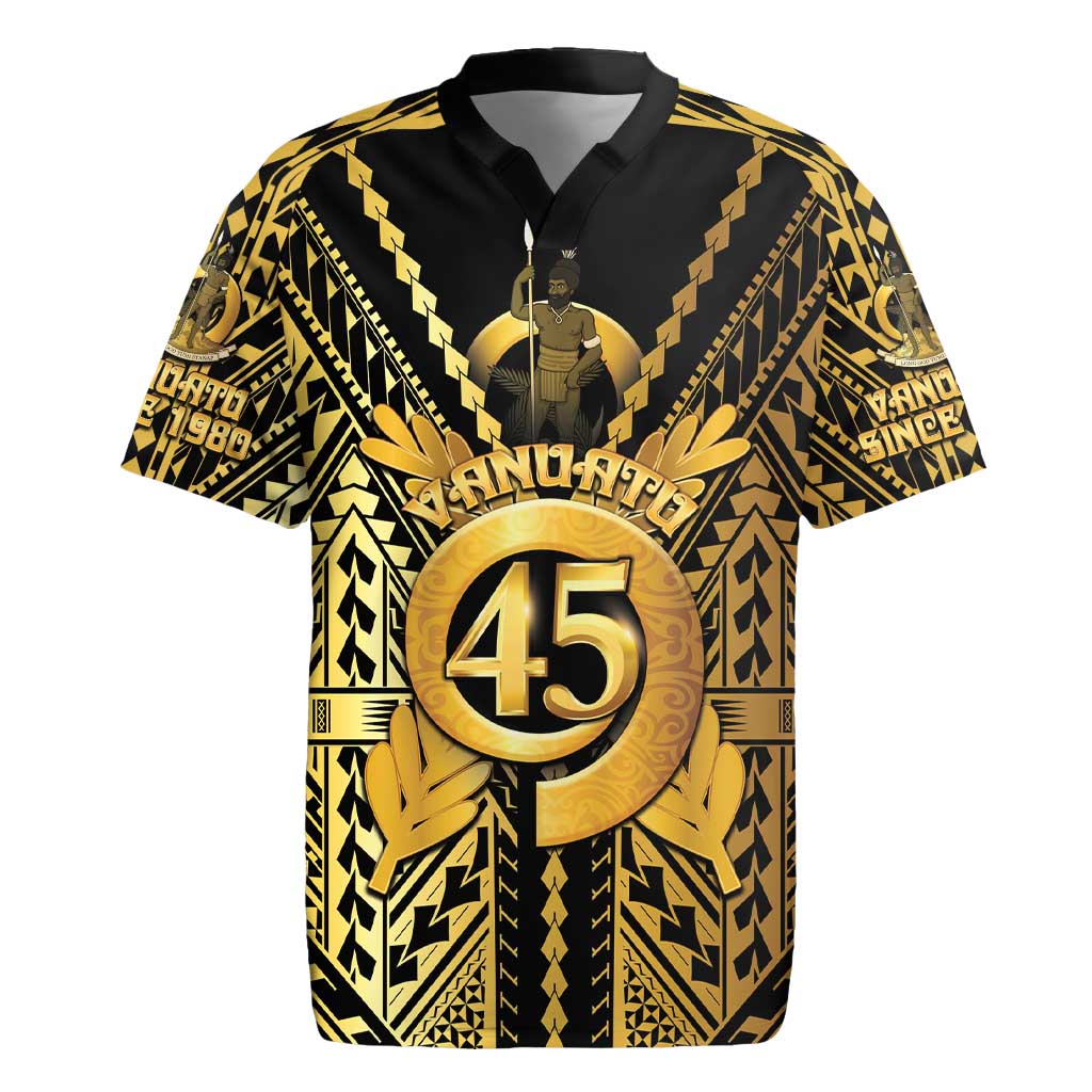 Vanuatu 45th Anniversary Of Independence Rugby Jersey Gold Style - Polynesian Pride