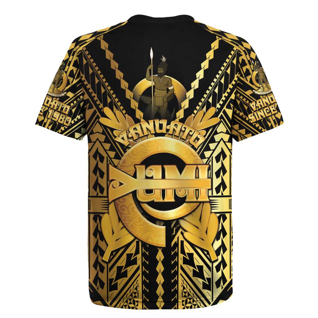 Vanuatu 45th Anniversary Of Independence Rugby Jersey Gold Style - Polynesian Pride