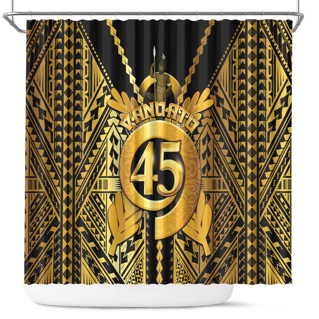 Vanuatu 45th Anniversary Of Independence Shower Curtain Gold Style - Polynesian Pride