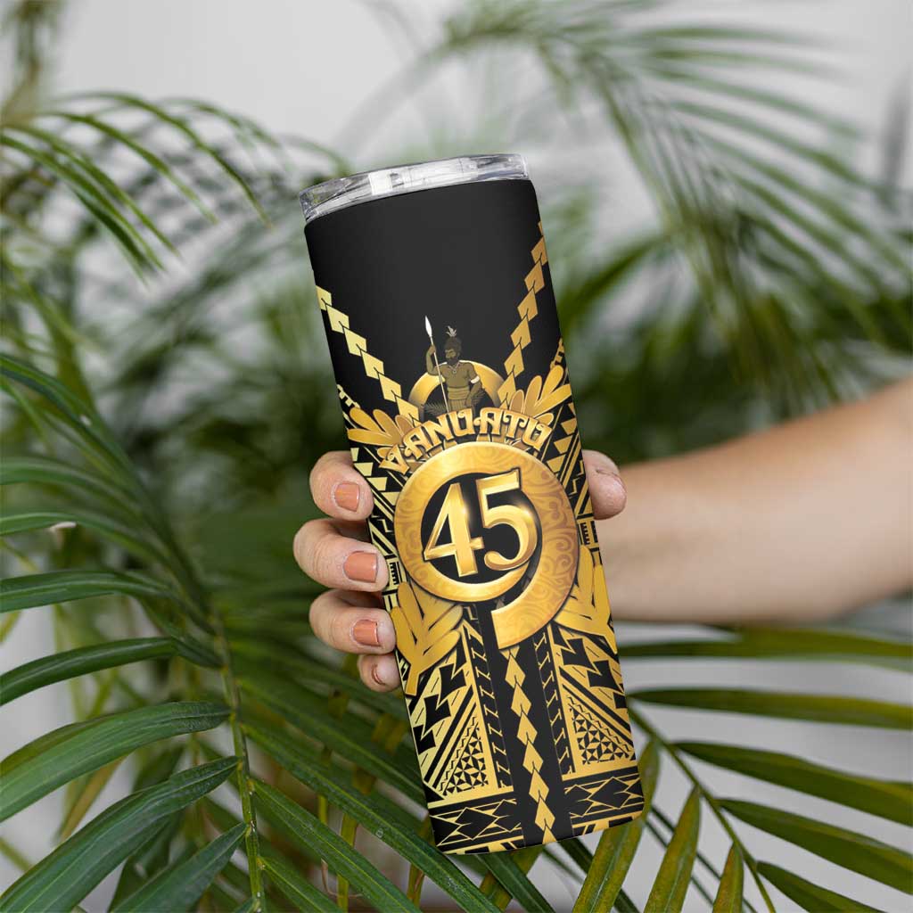 Vanuatu 45th Anniversary Of Independence Skinny Tumbler Gold Style LT05 - Polynesian Pride