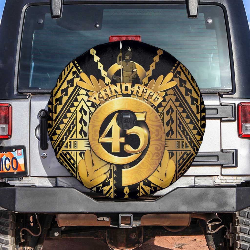 Vanuatu 45th Anniversary Of Independence Spare Tire Cover Gold Style - Polynesian Pride