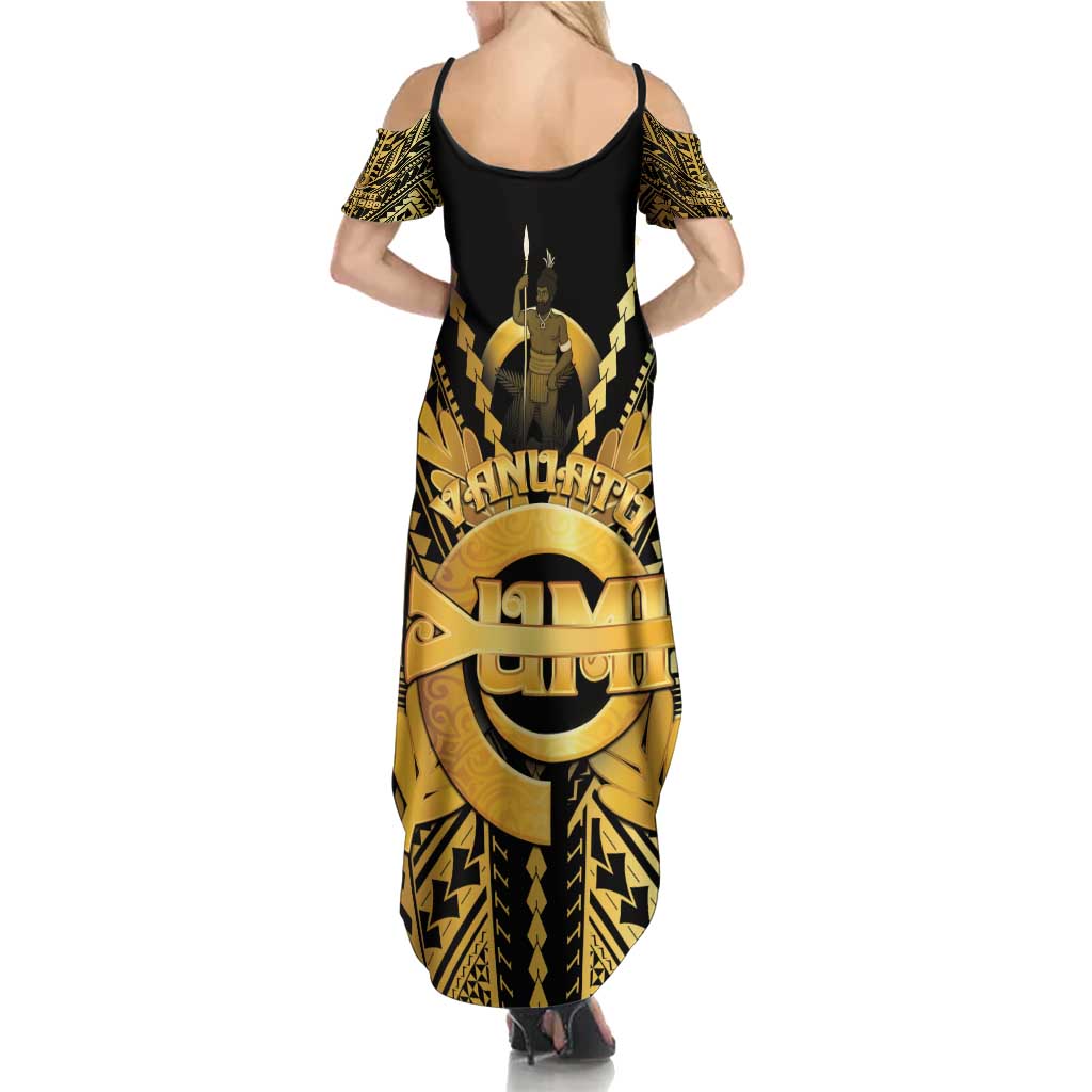 Vanuatu 45th Anniversary Of Independence Summer Maxi Dress Gold Style - Polynesian Pride