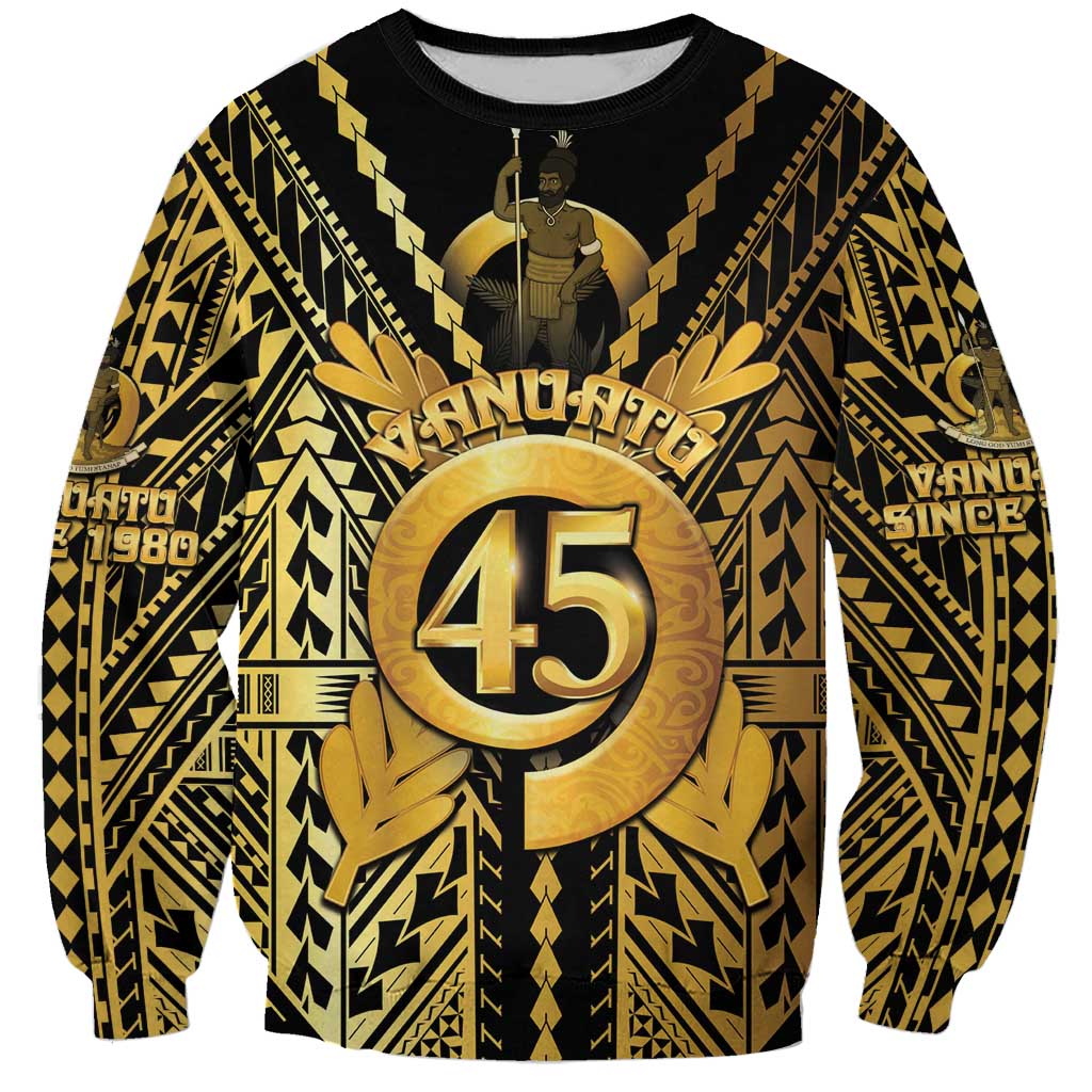 Vanuatu 45th Anniversary Of Independence Sweatshirt Gold Style - Polynesian Pride