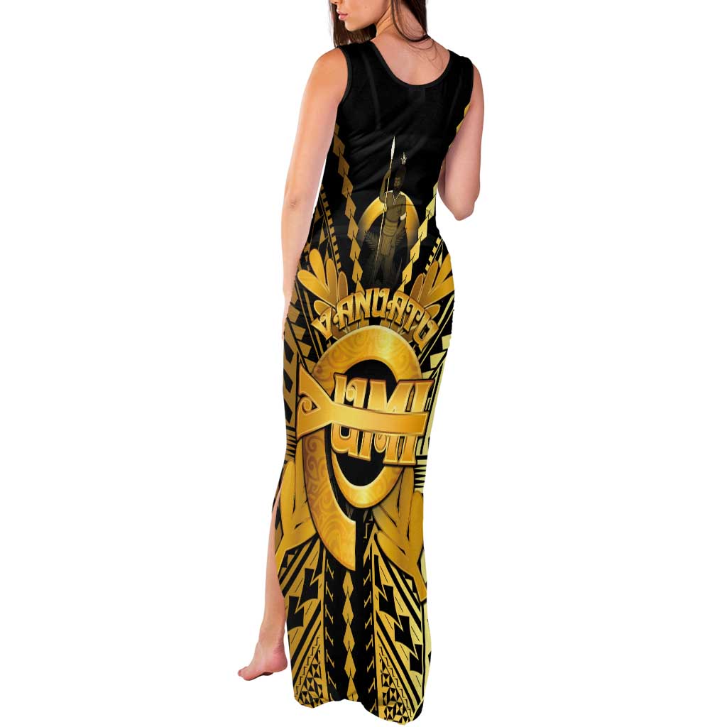 Vanuatu 45th Anniversary Of Independence Tank Maxi Dress Gold Style - Polynesian Pride