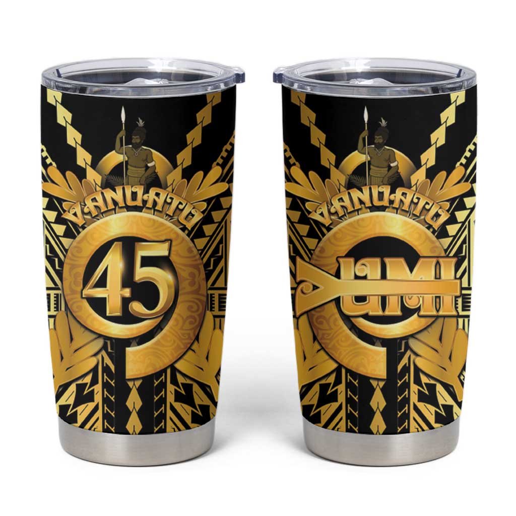 Vanuatu 45th Anniversary Of Independence Tumbler Cup Gold Style - Polynesian Pride