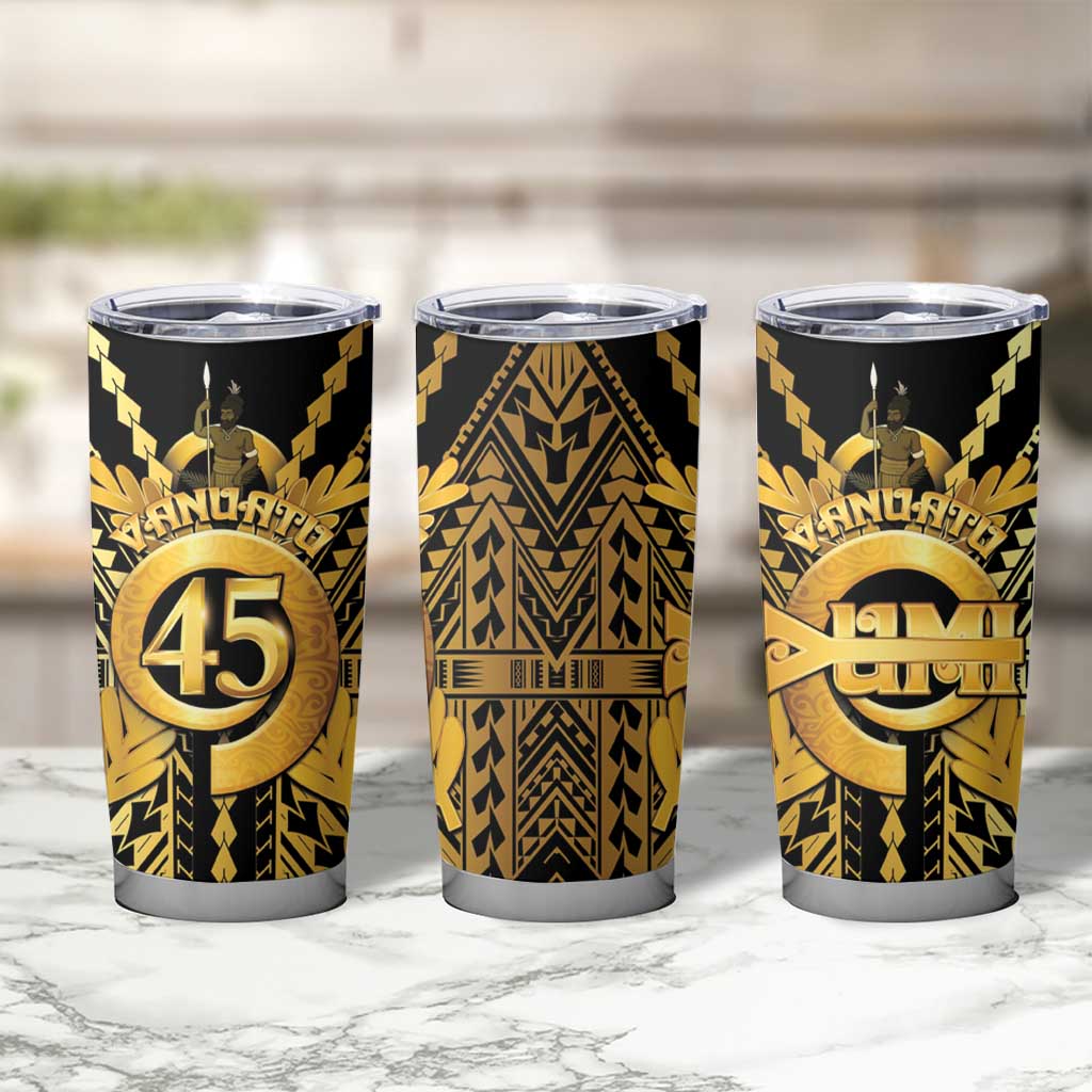 Vanuatu 45th Anniversary Of Independence Tumbler Cup Gold Style - Polynesian Pride