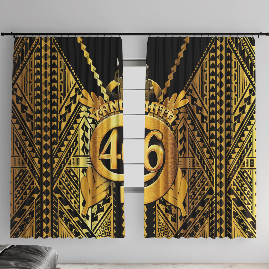 Vanuatu 46th Anniversary Of Independence Window Curtain Gold Style LT05 With Hooks Gold - Polynesian Pride