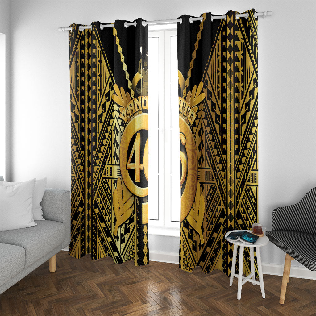 Vanuatu 46th Anniversary Of Independence Window Curtain Gold Style LT05 With Grommets Gold - Polynesian Pride